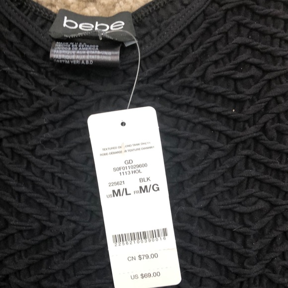 BeBe bodycon black dress w side cut out Sz S - Picture 2 of 4